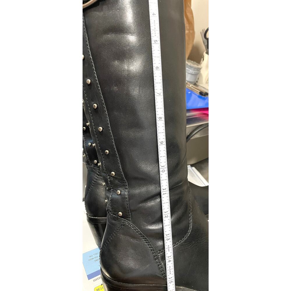 Arturo Chiang "Billie 2" Studded Riding Boots Black Leather Knee Boots Size 7.5 - Picture 13 of 13